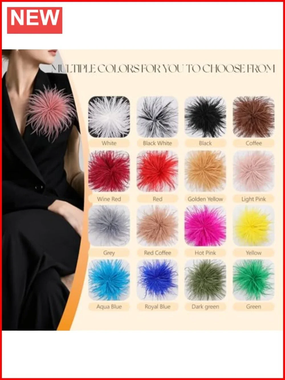 Oversized 150mm Feather Flower Brooch Pin for Suits Dresses Shawls Wedding Party